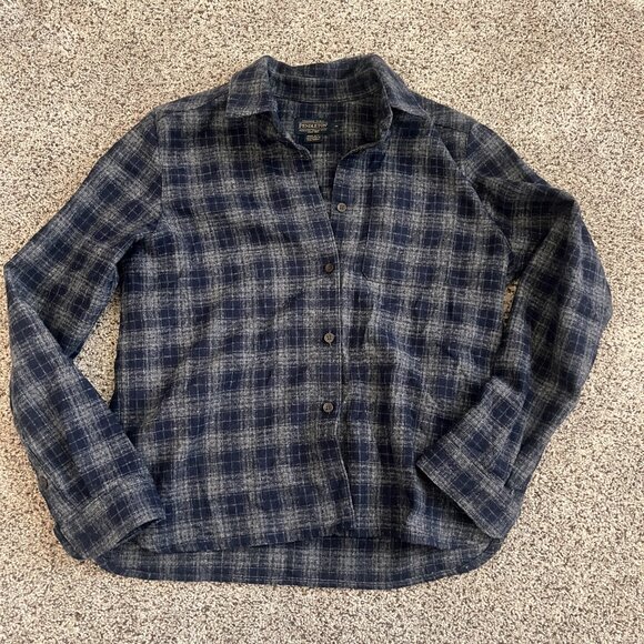 Pendleton 100% Virgin Wool Button-Down Lodge Shirt Women's Medium Navy/Grey - Picture 4 of 9